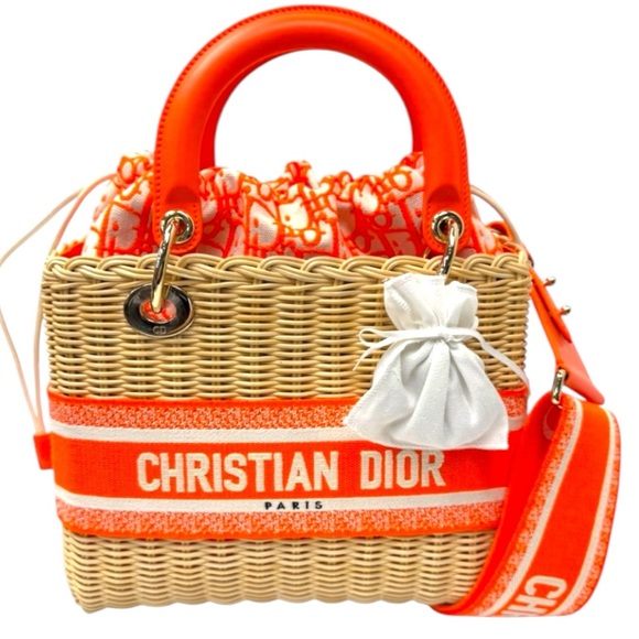 Dior Orange and Tan Woven Shoulder Bag - Picture 1 of 7